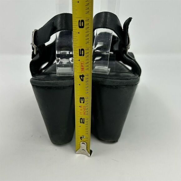 Born Women's Black Leather Strappy Studded Slingback Wedge Sandals Size 7 - Picture 11 of 15